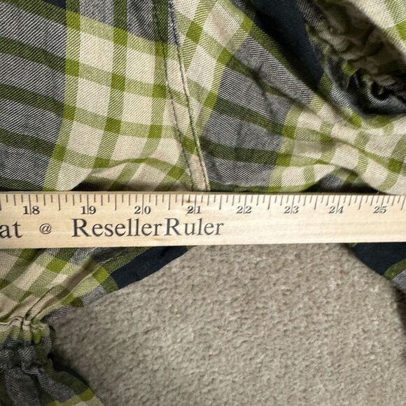 Free People Pacific Dawn Shirt Women's Size XS Black Combo‎ Plaid Ruched-Sleeve - Picture 8 of 13
